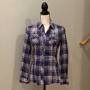 Banana Republic Ladies Plaid Fitted Button Down Shirt